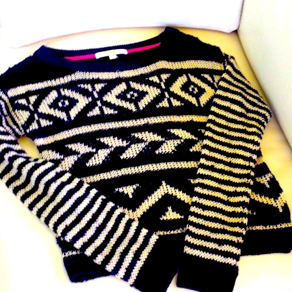 - - Cream and navy sweater